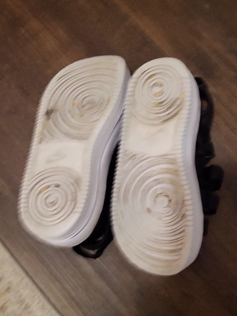 Nike Kids Black Strapped Platform Sandals with White Sole